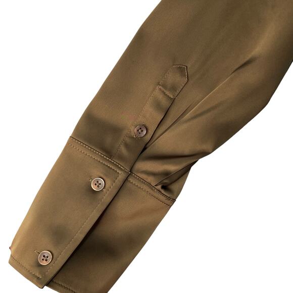 Good American Womens Size 3/4 Button Front Blouse Brown Long Sleeve Stretch NWT - Picture 6 of 11